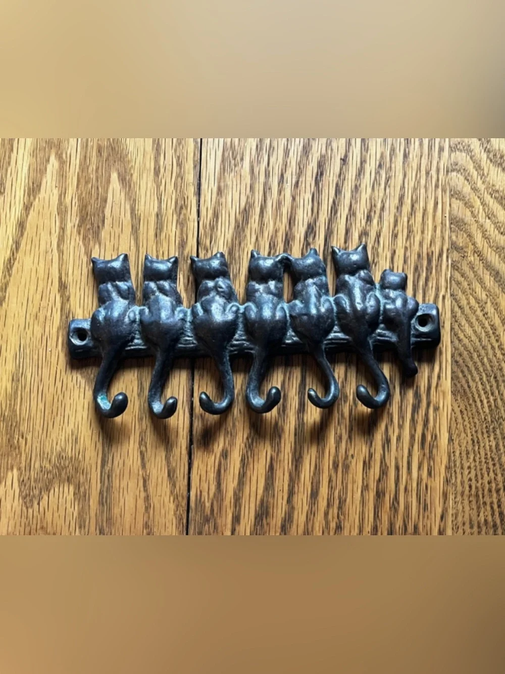 Vintage Cat Key Holder Wall Display Cast Iron Cottagecore Hooks